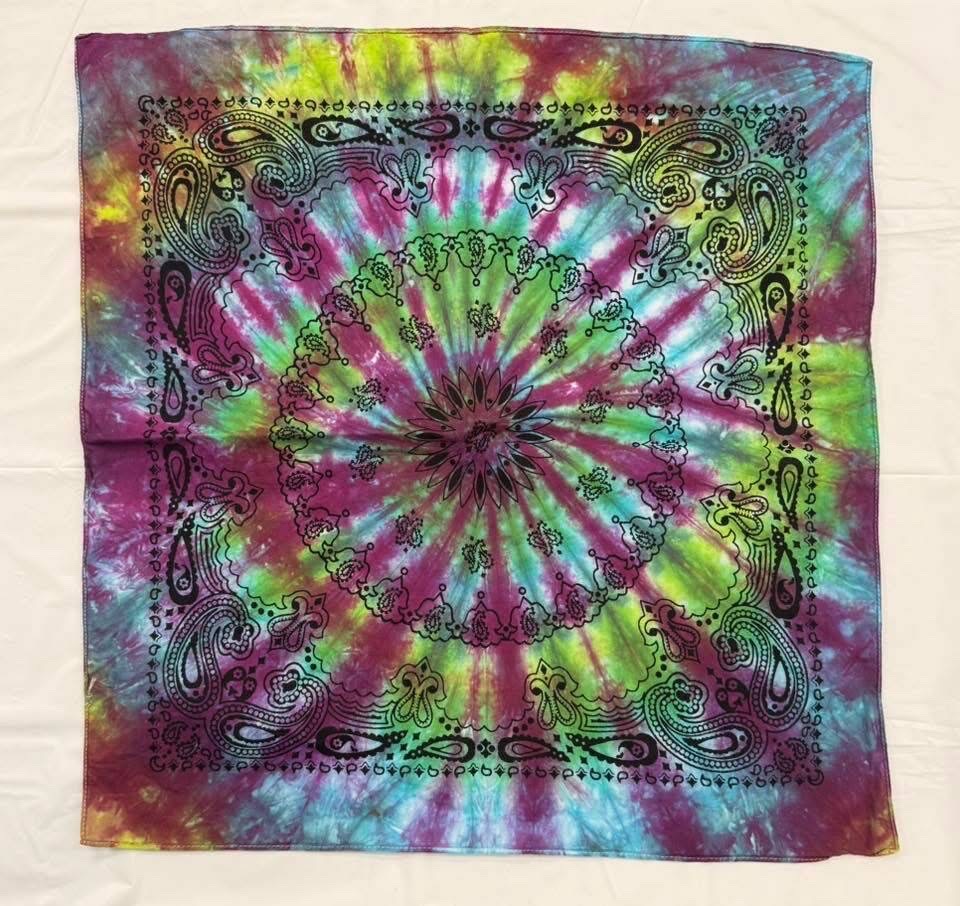 Rainbow mandala tie-dye bandana